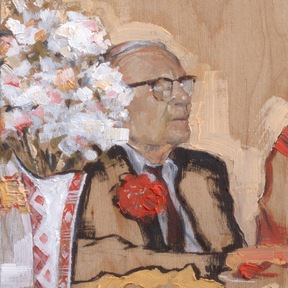 Anoldmanandsomeflowers_2014_oilonpanel_8.5x8.5_3.5x3.5_PrivateCollection