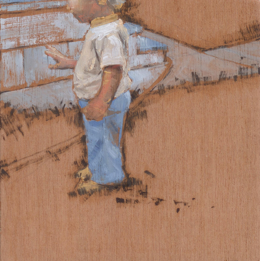 Ayounggirlandagardenhose_2014_oilonpanel_8.5x8.5_3.5x3.5_PrivateCollection